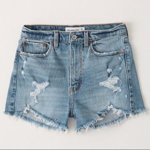 High waisted distressed jean shorts